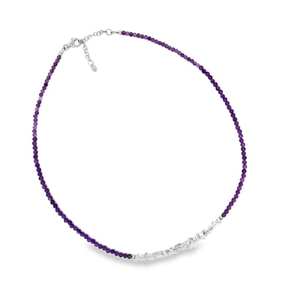 Amethyst Herkimer - Quarz Halskette L:45 - 50 cm in Silber 925 - JUWEL1