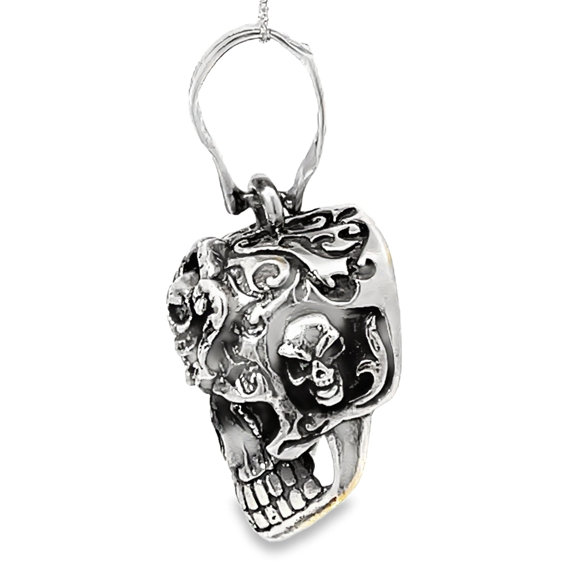 Anhänger Totenkopf mit schwarzen Zirkonias in Silber 925 - JUWEL1