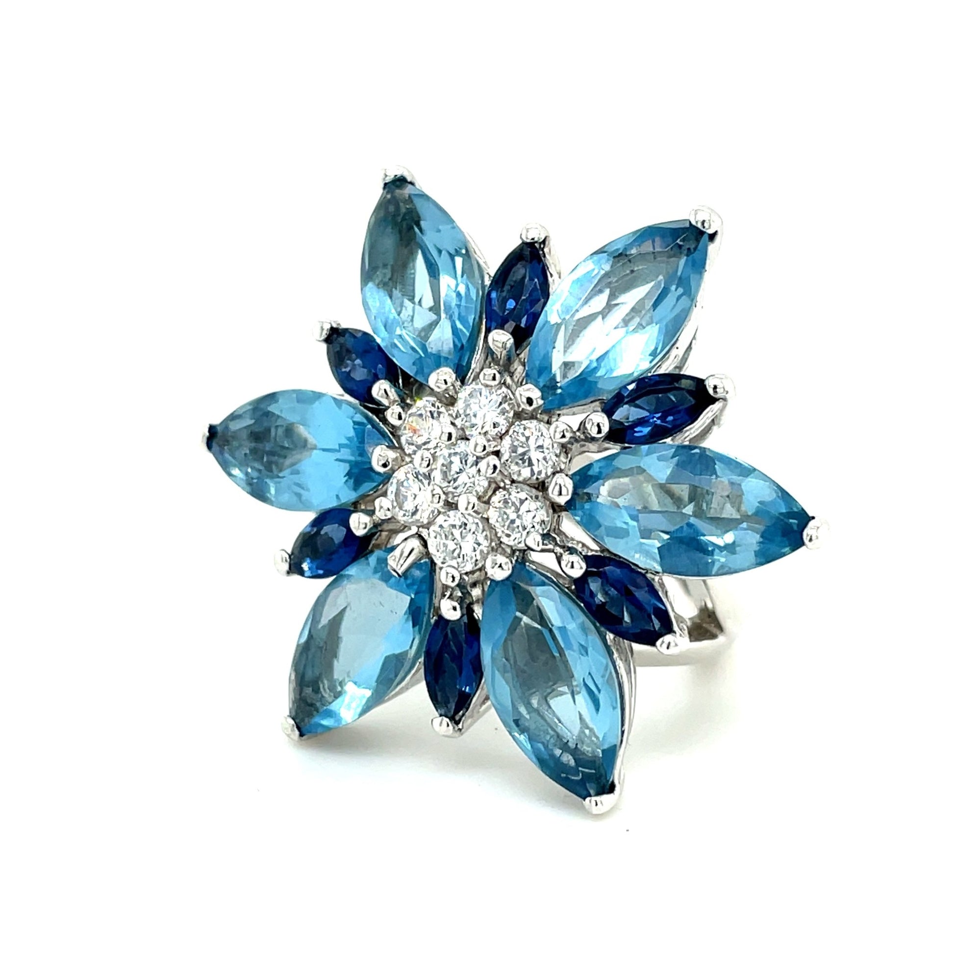 Floraler Ring Blue in Silber 925 - JUWEL1