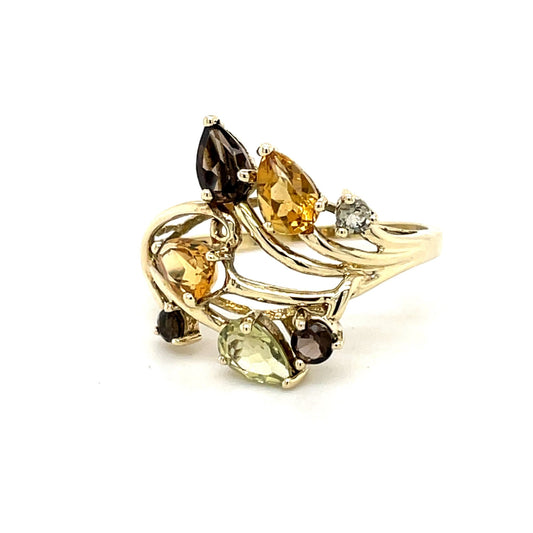 Ring mit Rauchquarz & Peridot & Citrin mind. 2,5g in Gold 333 - JUWEL1